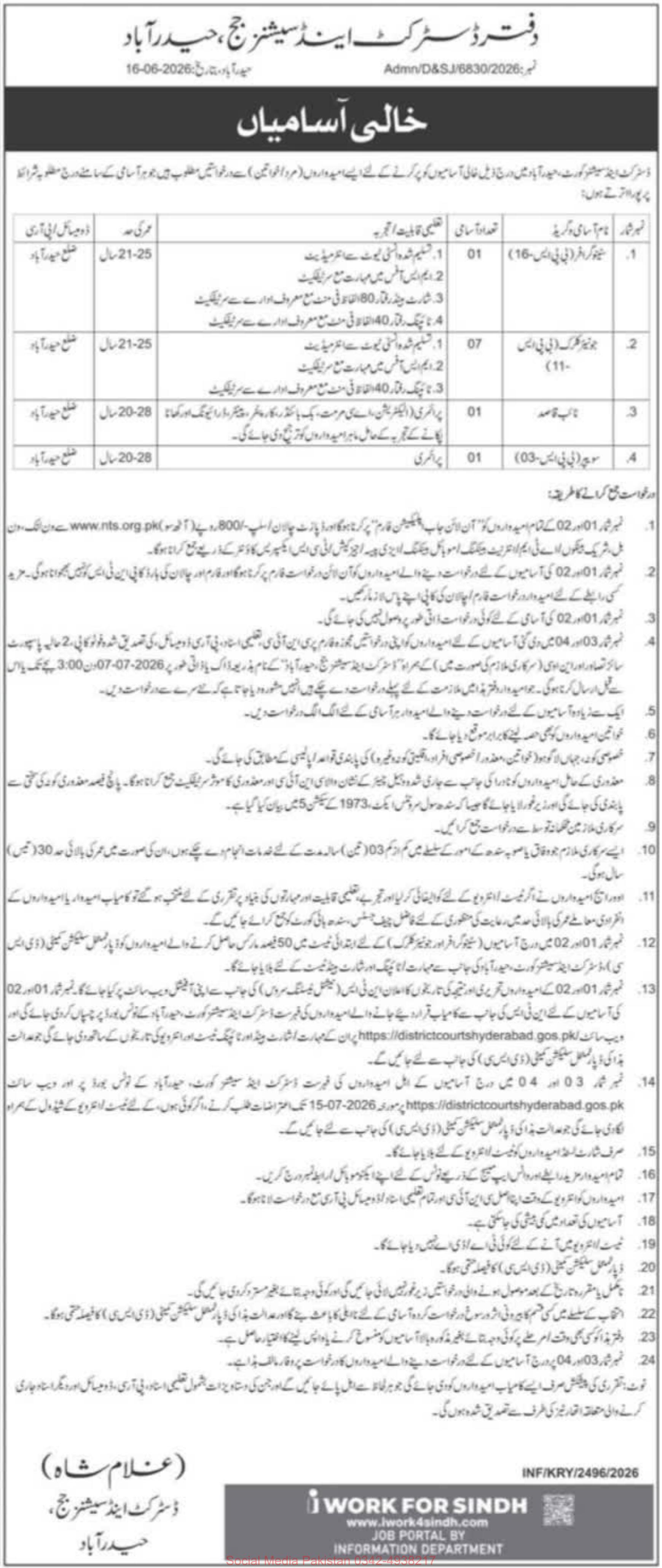 District & Session Judge Hyderabad Jobs 2026 – Hyderabad