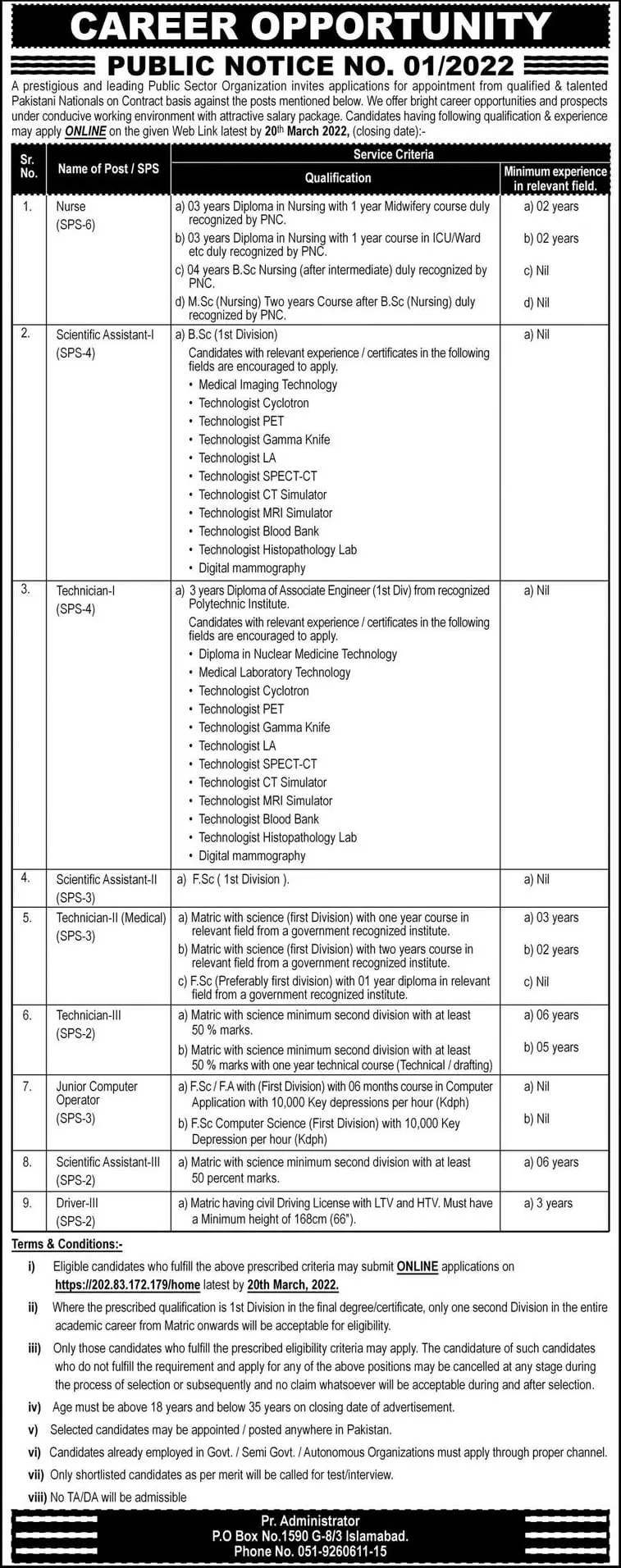 Public Sector Organization Jobs 2022 Jobs 2022 — original advertisement
